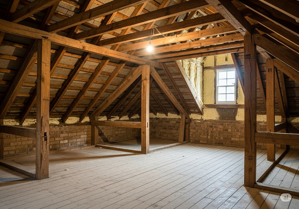 A clean loft after foam removal